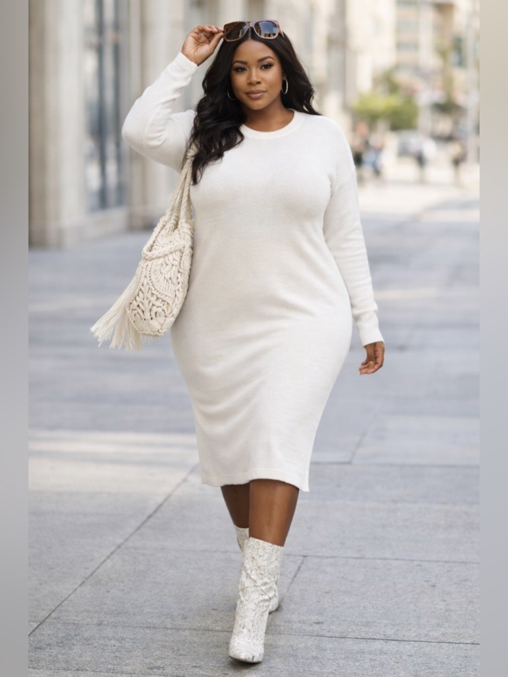 Treasure & Bon White Long Sweater Dress L